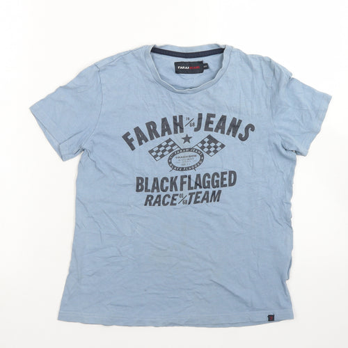 Farah Jeans Boys Blue  Cotton Basic T-Shirt Size 10-11 Years Crew Neck