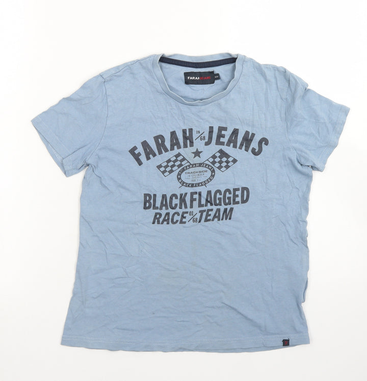 Farah Jeans Boys Blue Cotton Basic T-Shirt Size 10-11 Years Crew Neck
