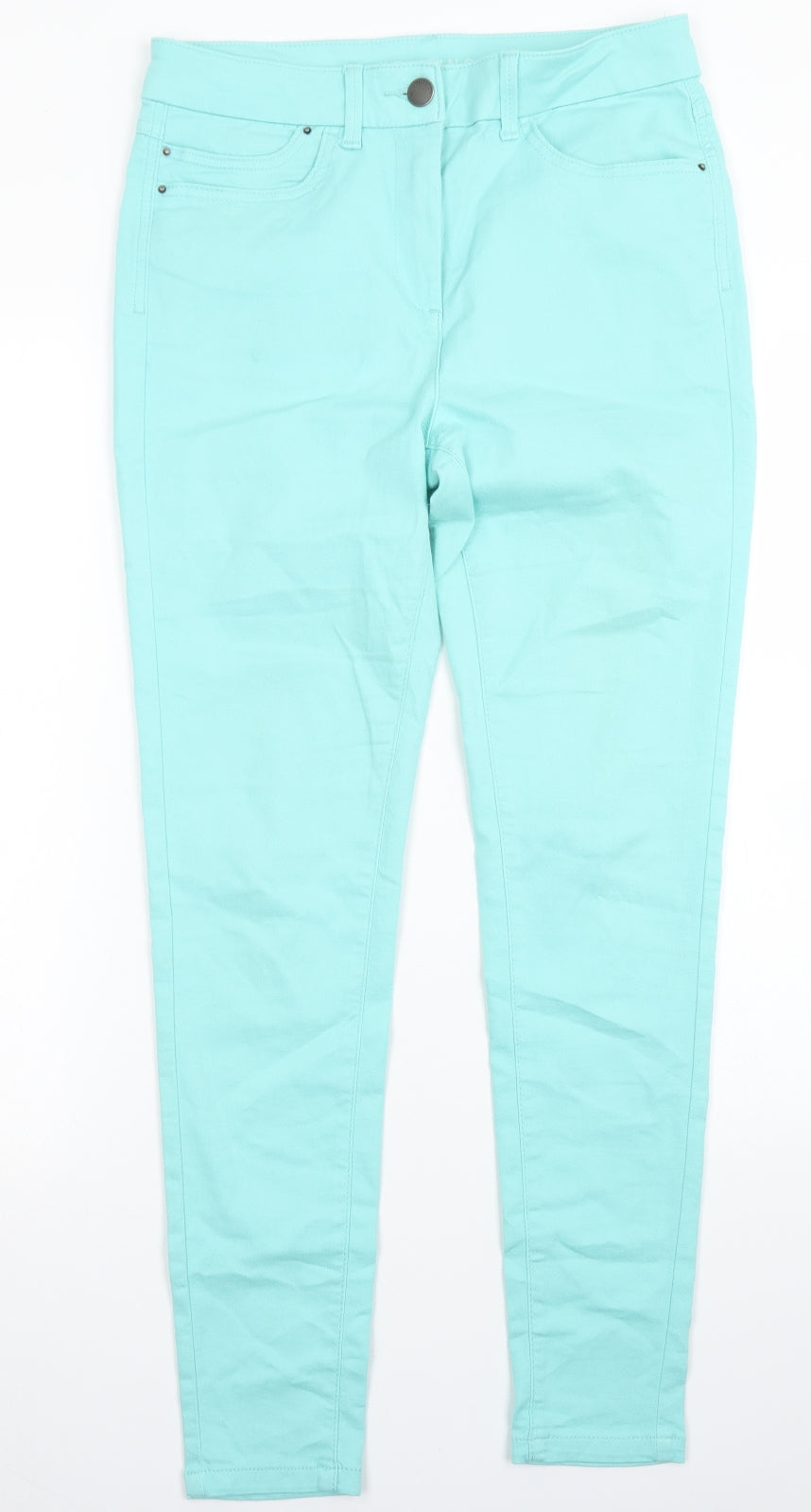 M&S Womens Blue  Cotton Jegging Jeans Size 12 L28 in Regular Button