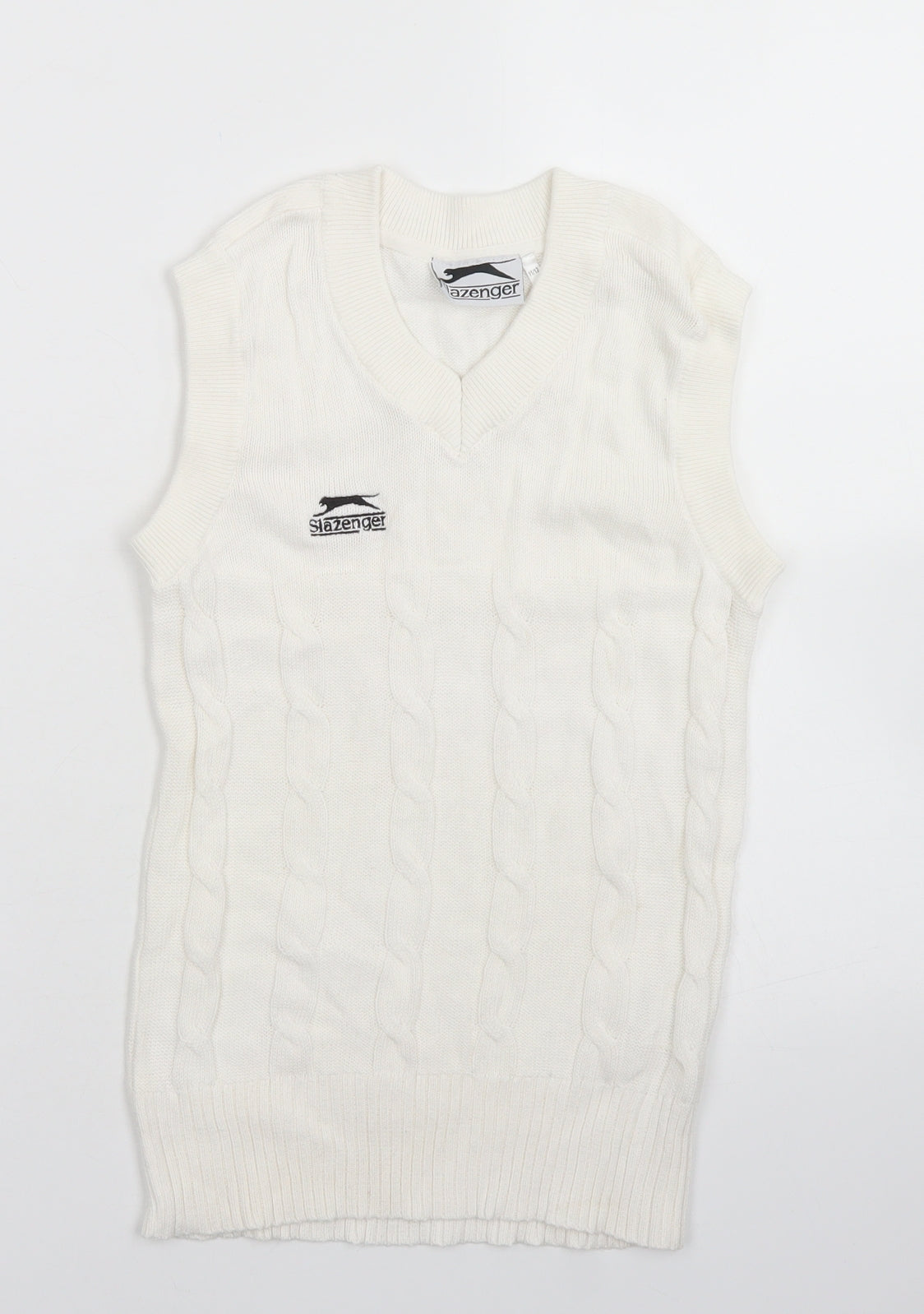 Slazenger Girls White V-Neck  Cotton Vest Jumper Size 11-12 Years
