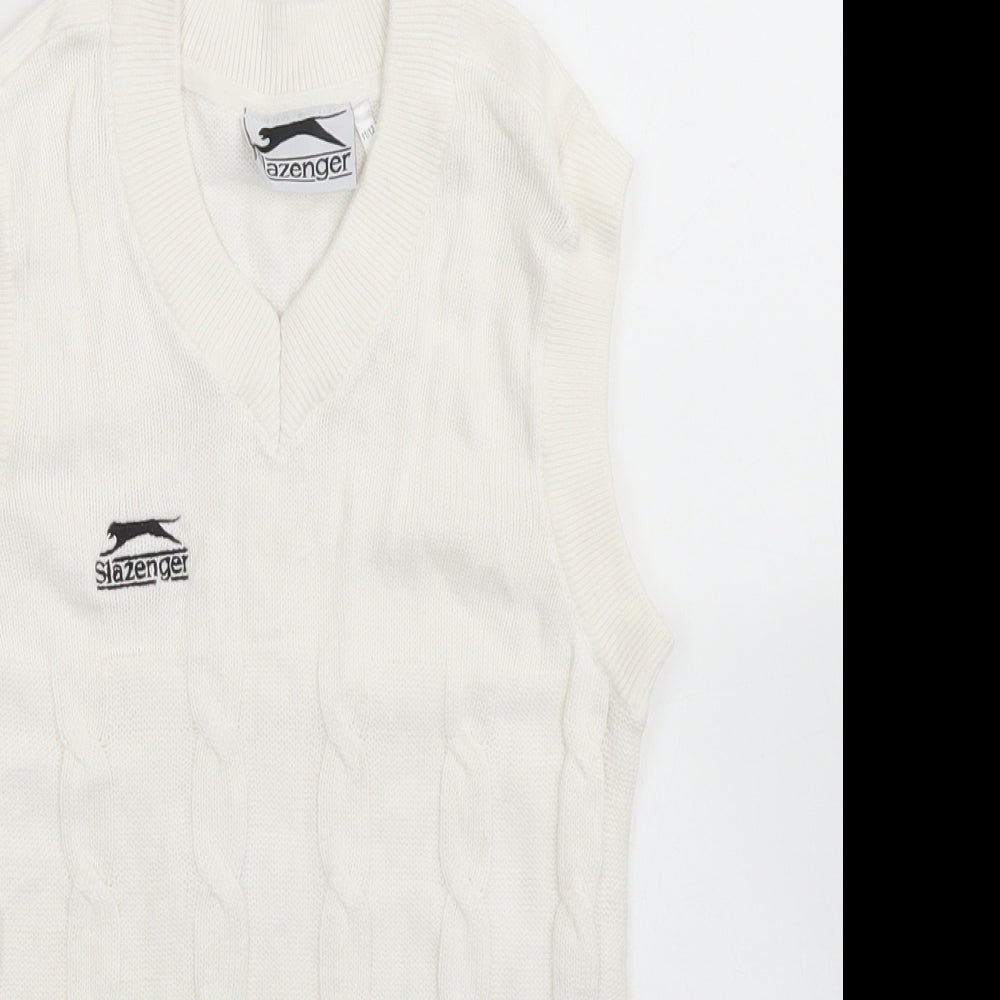 Slazenger Girls White V-Neck  Cotton Vest Jumper Size 11-12 Years