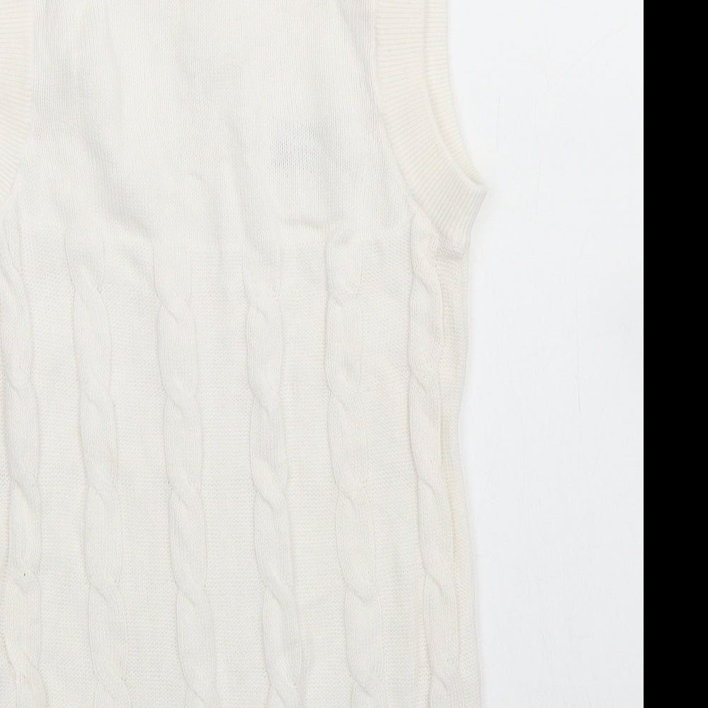 Slazenger Girls White V-Neck  Cotton Vest Jumper Size 11-12 Years