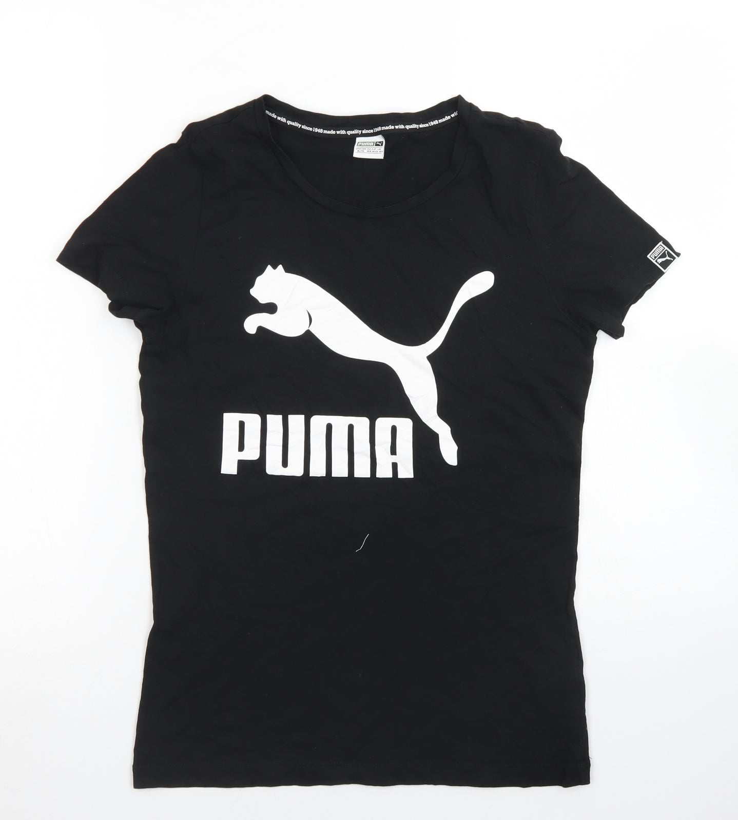 PUMA Girls Black  Cotton Basic T-Shirt Size 13-14 Years Crew Neck