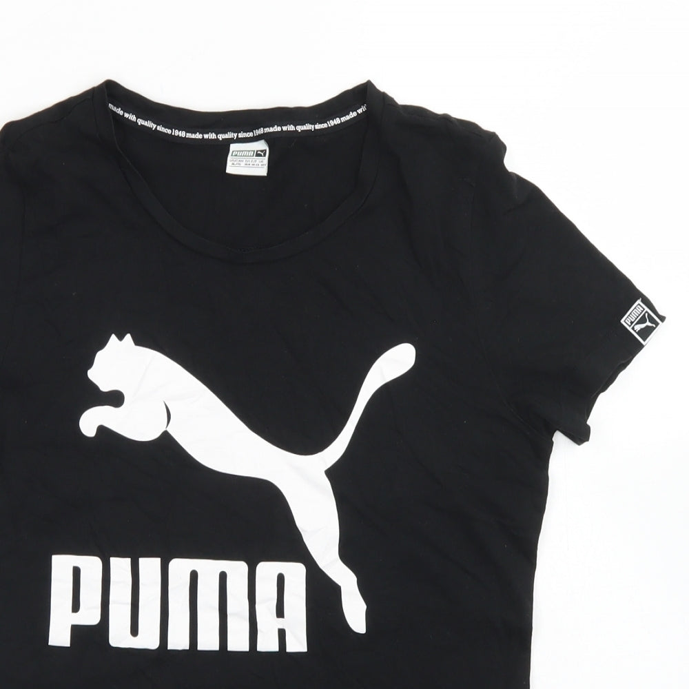 PUMA Girls Black  Cotton Basic T-Shirt Size 13-14 Years Crew Neck