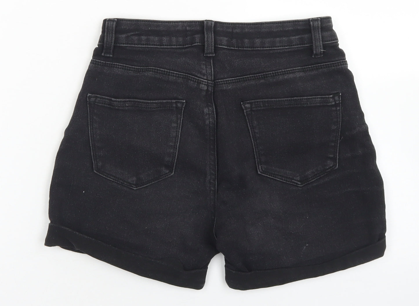 Denim Co Womens Black  Cotton Hot Pants Shorts Size 6 L4 in Regular Button