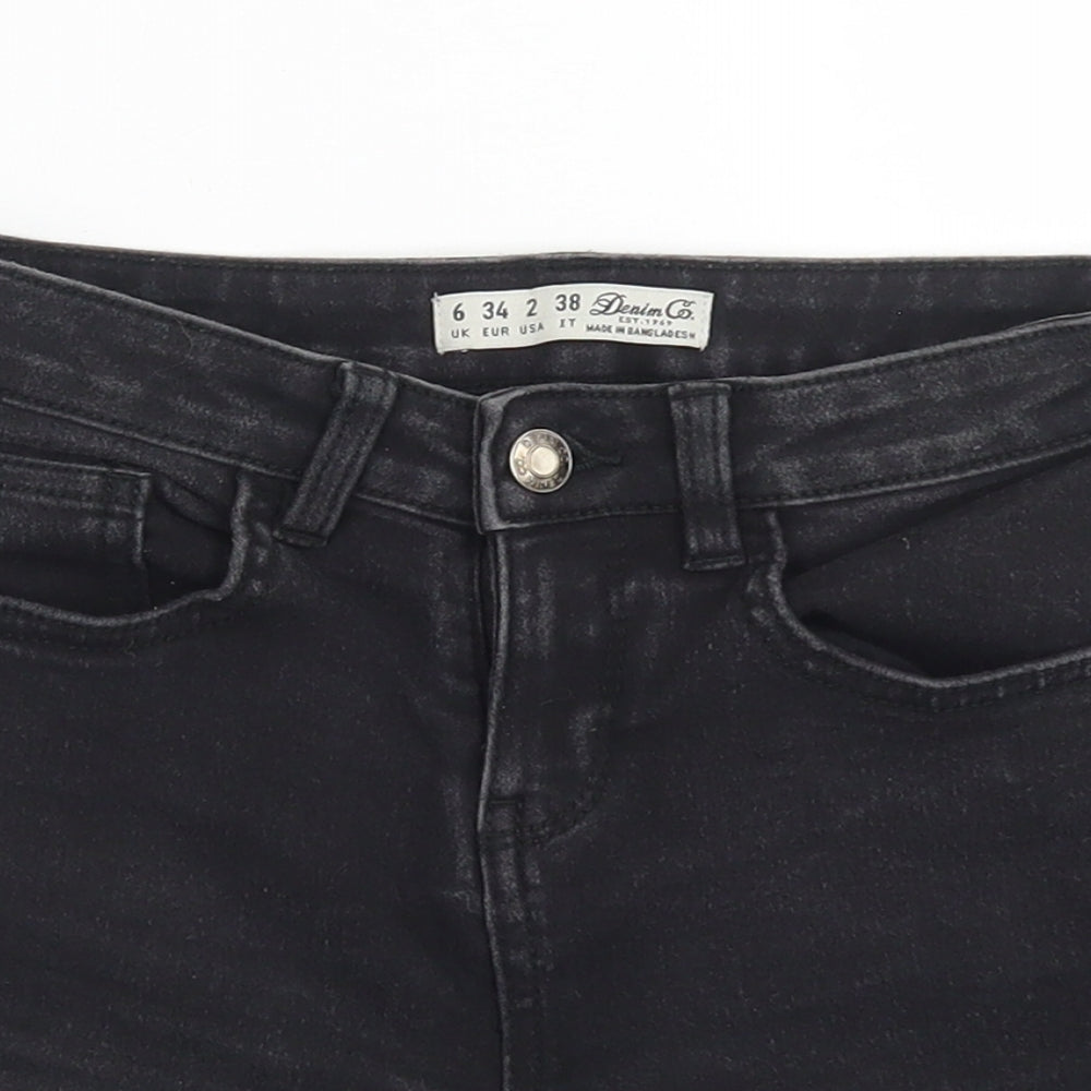 Denim Co Womens Black  Cotton Hot Pants Shorts Size 6 L4 in Regular Button