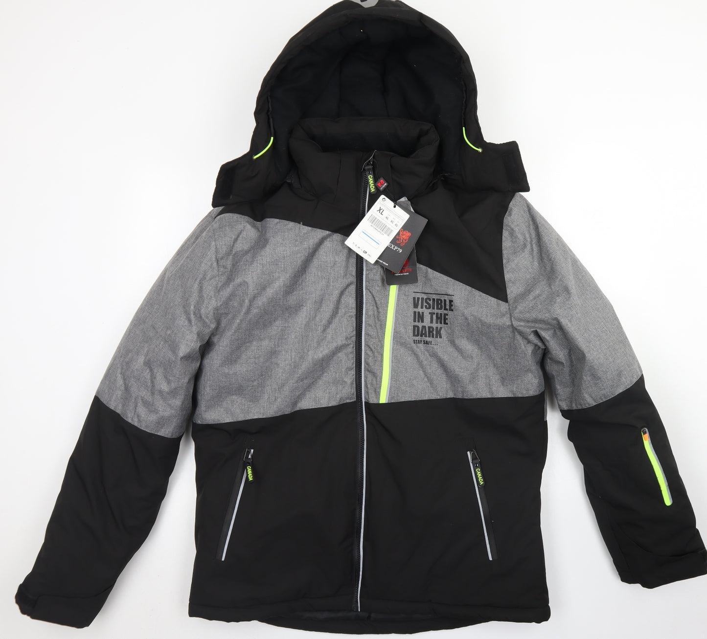 V-EXP79 Mens Grey   Parka Coat Size XL  Zip
