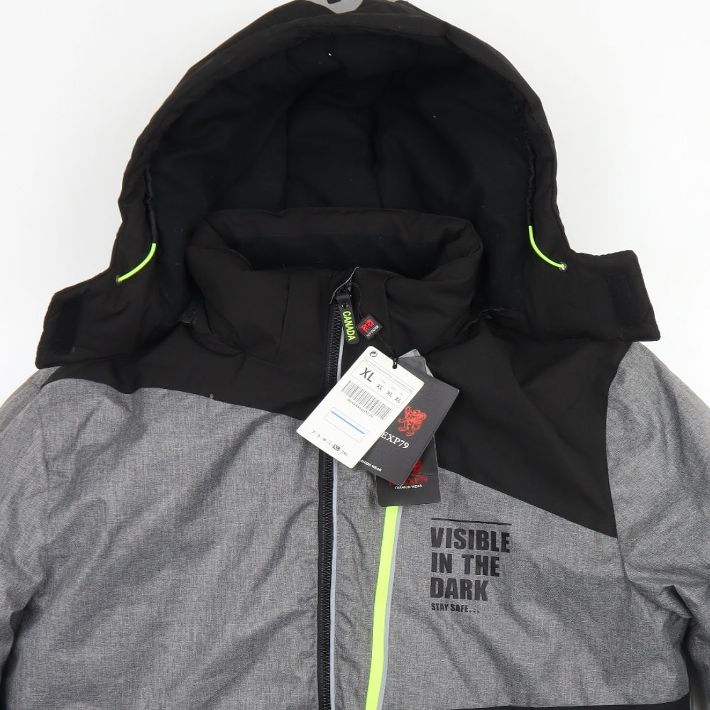 V-EXP79 Mens Grey   Parka Coat Size XL  Zip