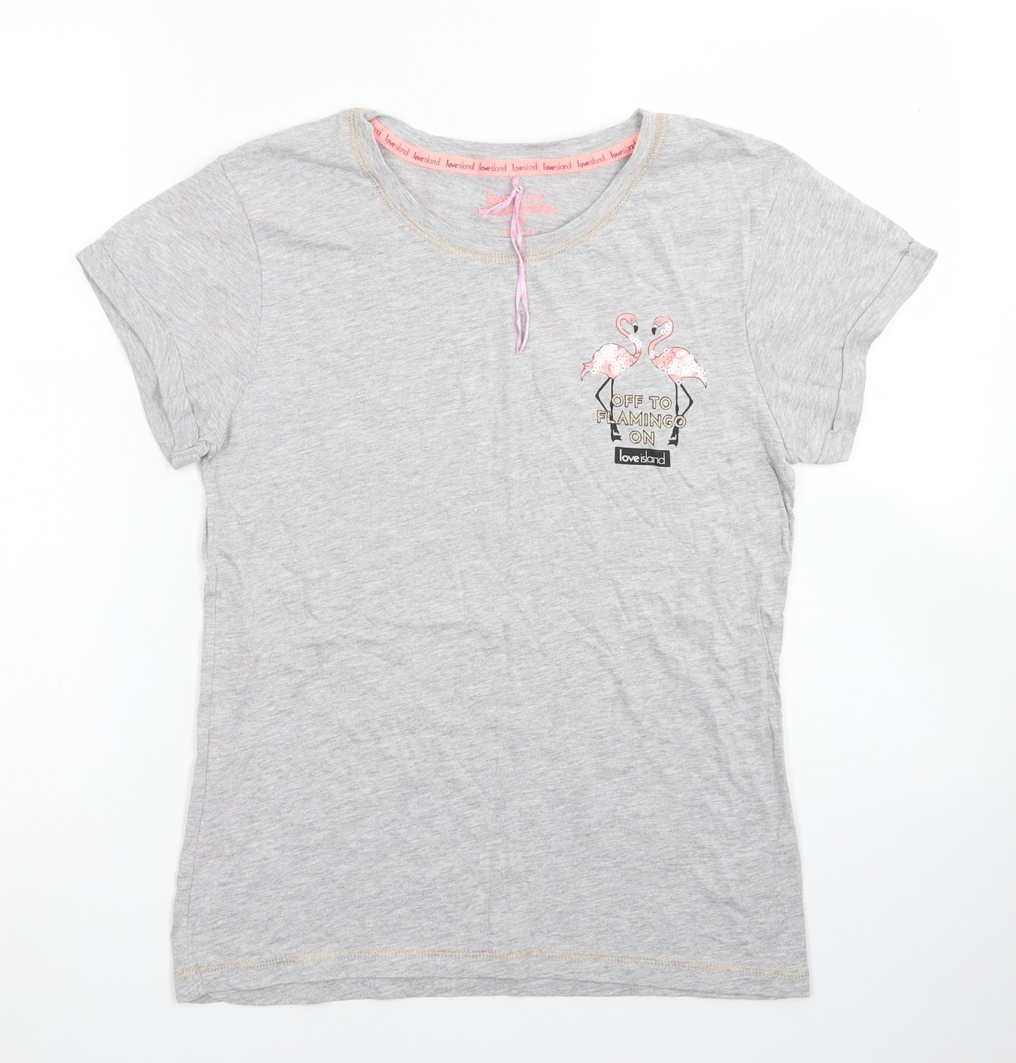 Primark Womens Grey  Cotton Basic T-Shirt Size XS Crew Neck - Love Island