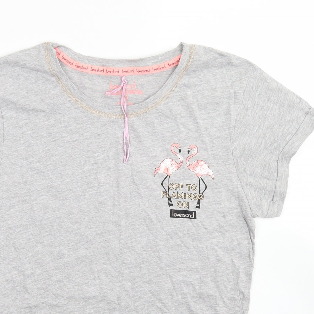 Primark Womens Grey  Cotton Basic T-Shirt Size XS Crew Neck - Love Island