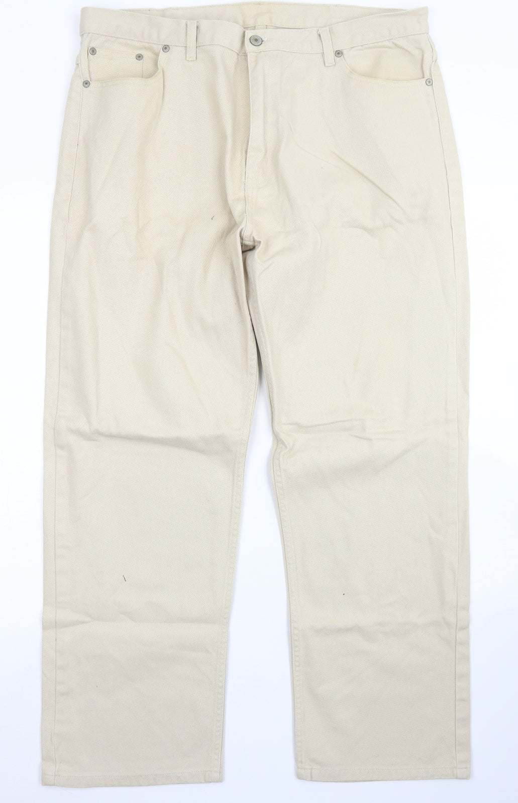 Easy Mens Brown  Cotton Straight Jeans Size 38 in L30 in Regular Button