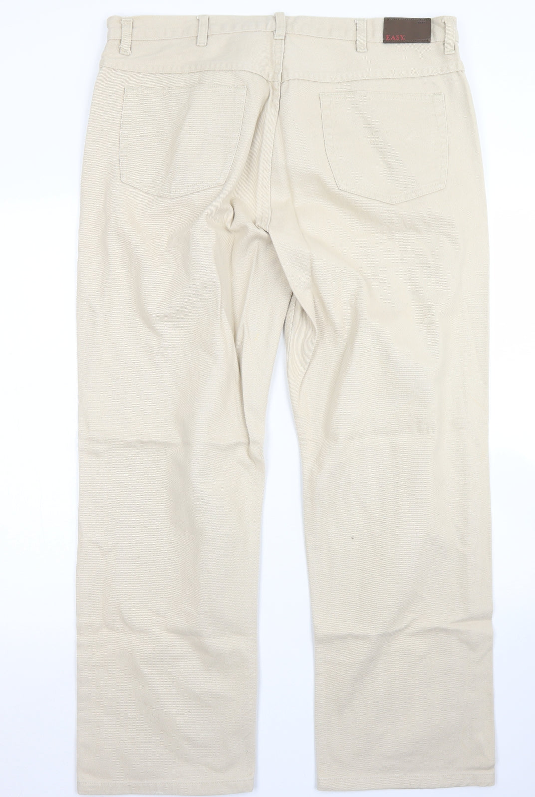 Easy Mens Brown  Cotton Straight Jeans Size 38 in L30 in Regular Button