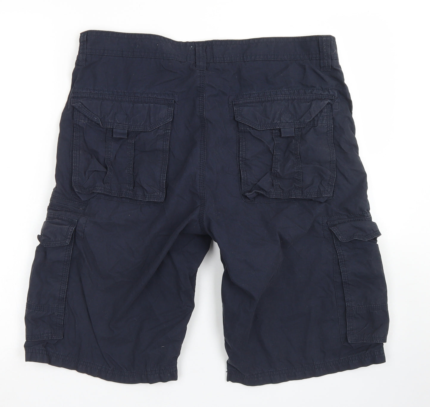 ACW85 Mens Blue  Cotton Cargo Shorts Size 34 in L10 in Regular Button