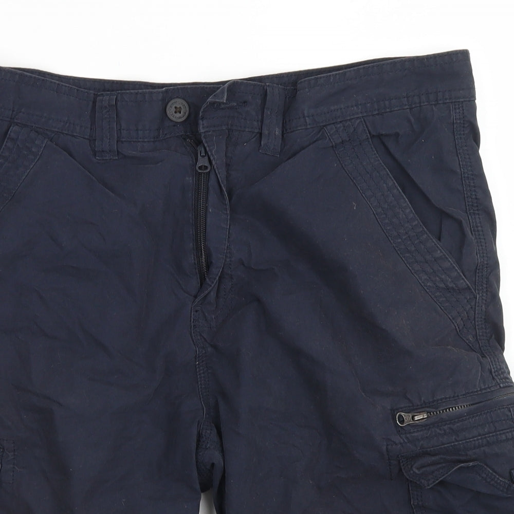 ACW85 Mens Blue  Cotton Cargo Shorts Size 34 in L10 in Regular Button
