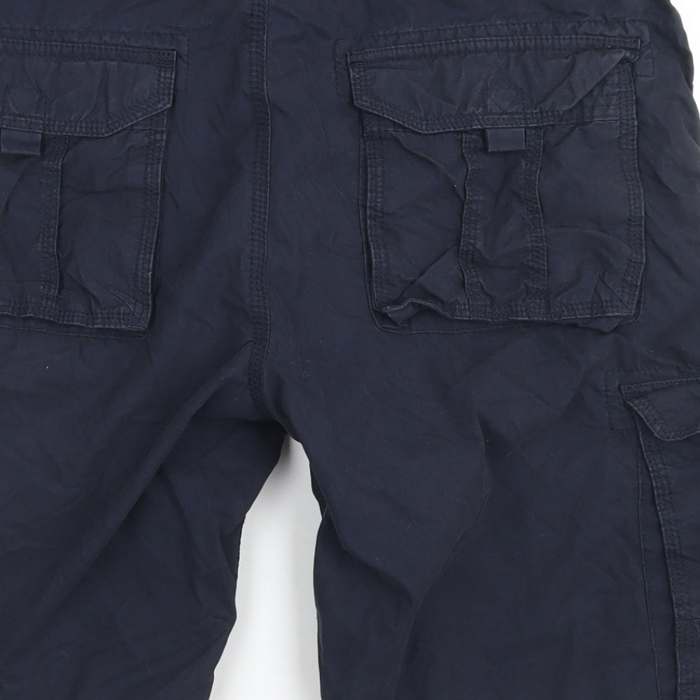 ACW85 Mens Blue  Cotton Cargo Shorts Size 34 in L10 in Regular Button