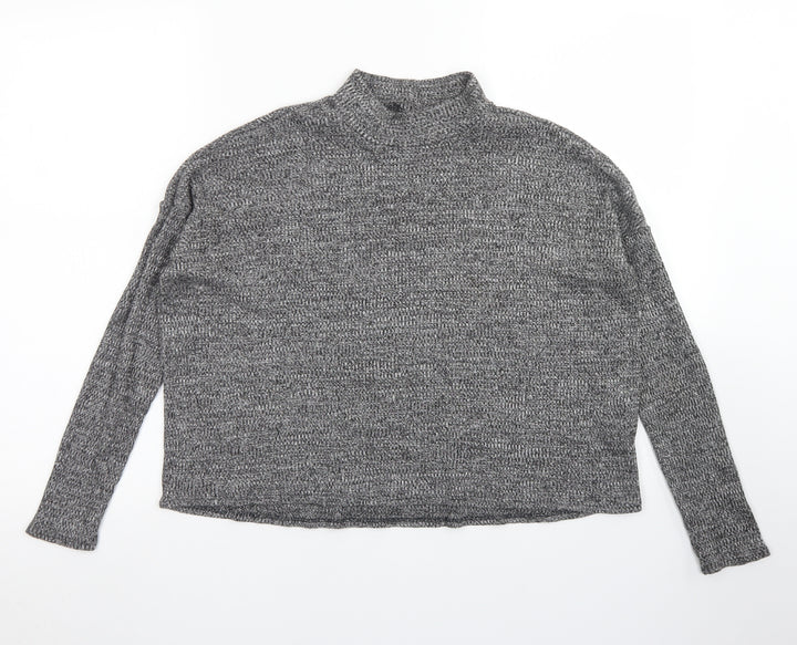 Divided Womens Grey Polyester Basic T-Shirt Size S Crew Neck
