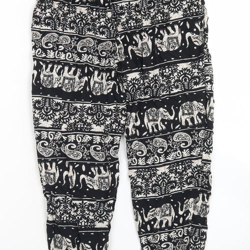Julia Womens Black Fair Isle Cotton Harem Trousers Size S L23 in Regular