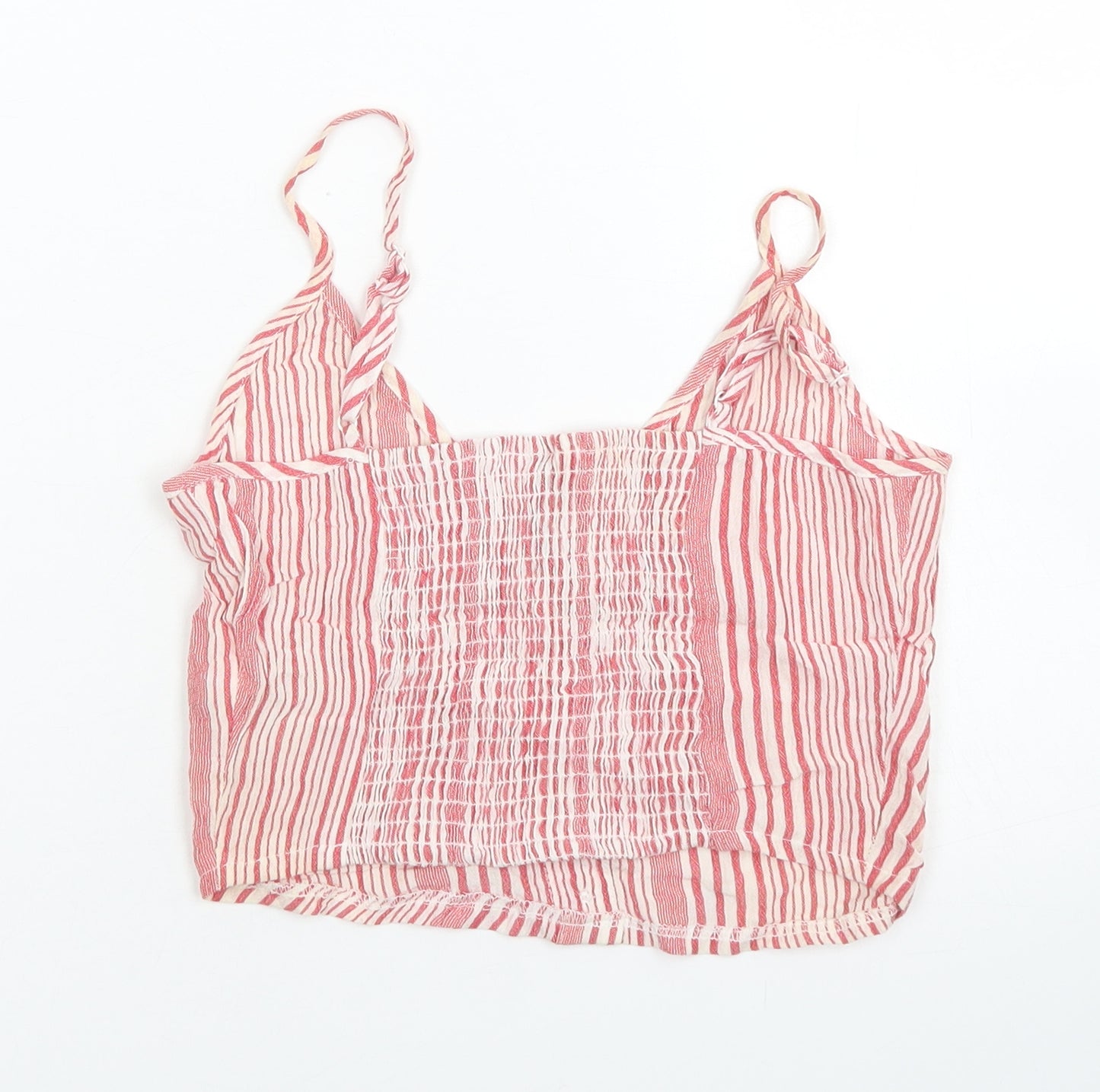 Divided Womens Red Striped Viscose Cropped Tank Size 6 V-Neck
