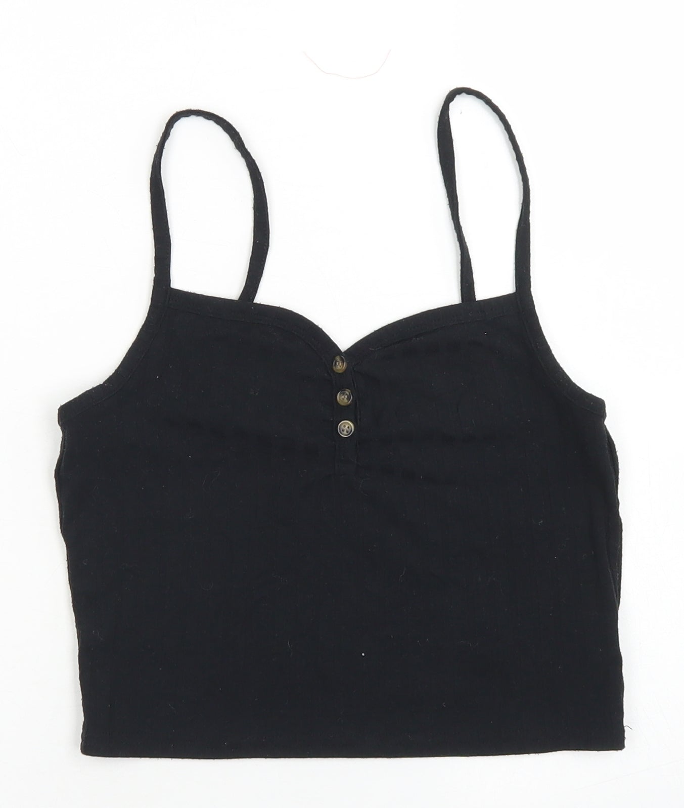 Topshop Womens Black  Polyester Cropped Tank Size 8 Sweetheart