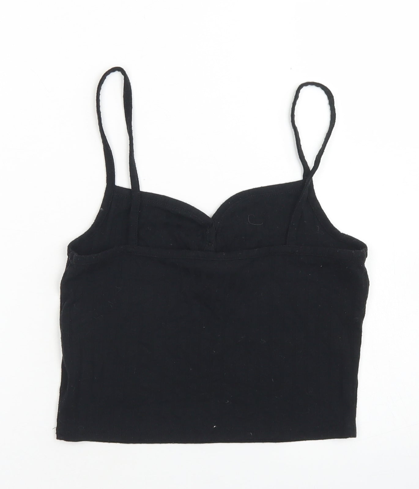 Topshop Womens Black  Polyester Cropped Tank Size 8 Sweetheart