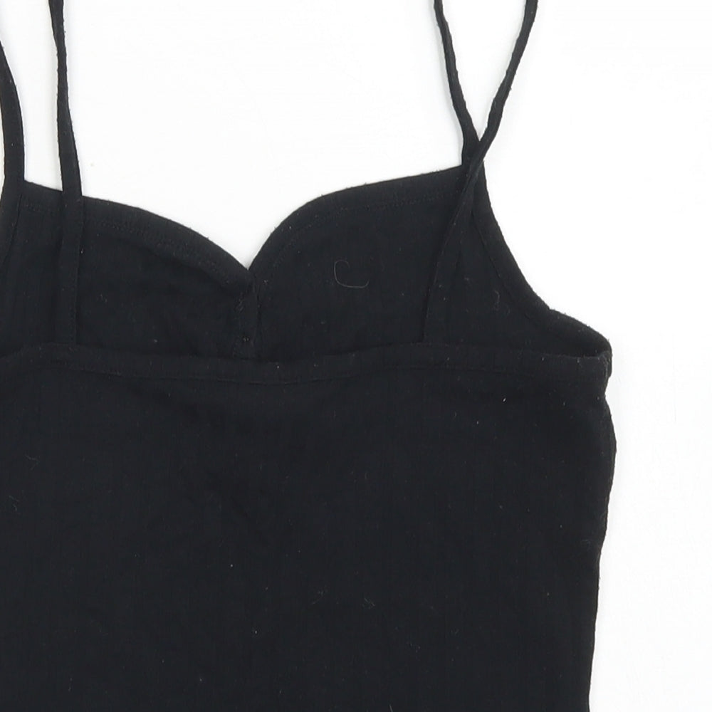 Topshop Womens Black  Polyester Cropped Tank Size 8 Sweetheart