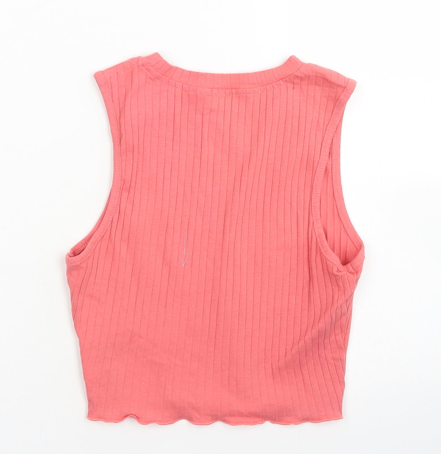 Shein  Womens Pink  Cotton Cropped Tank Size XS Crew Neck - Lettuce Edging
