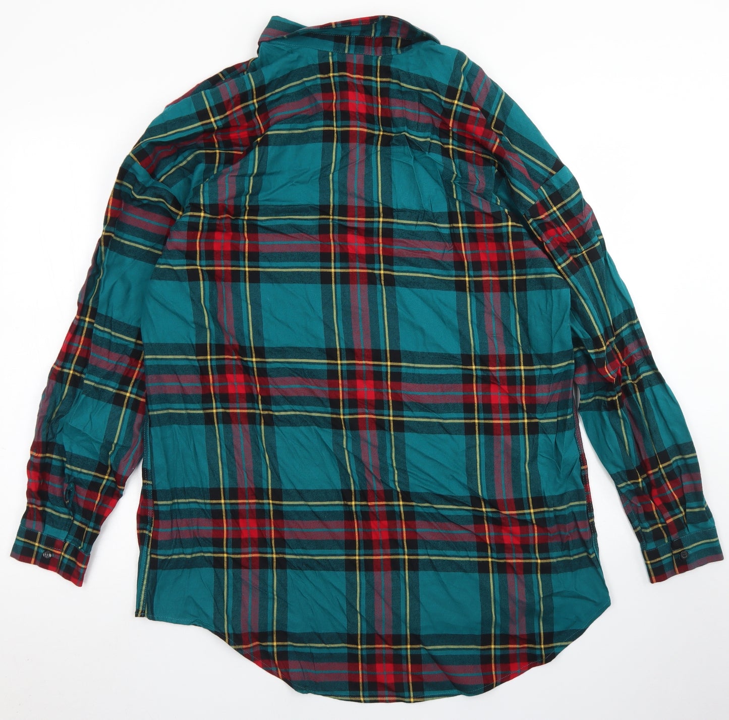 NEXT Womens Blue Plaid Viscose Basic Button-Up Size 18 Collared