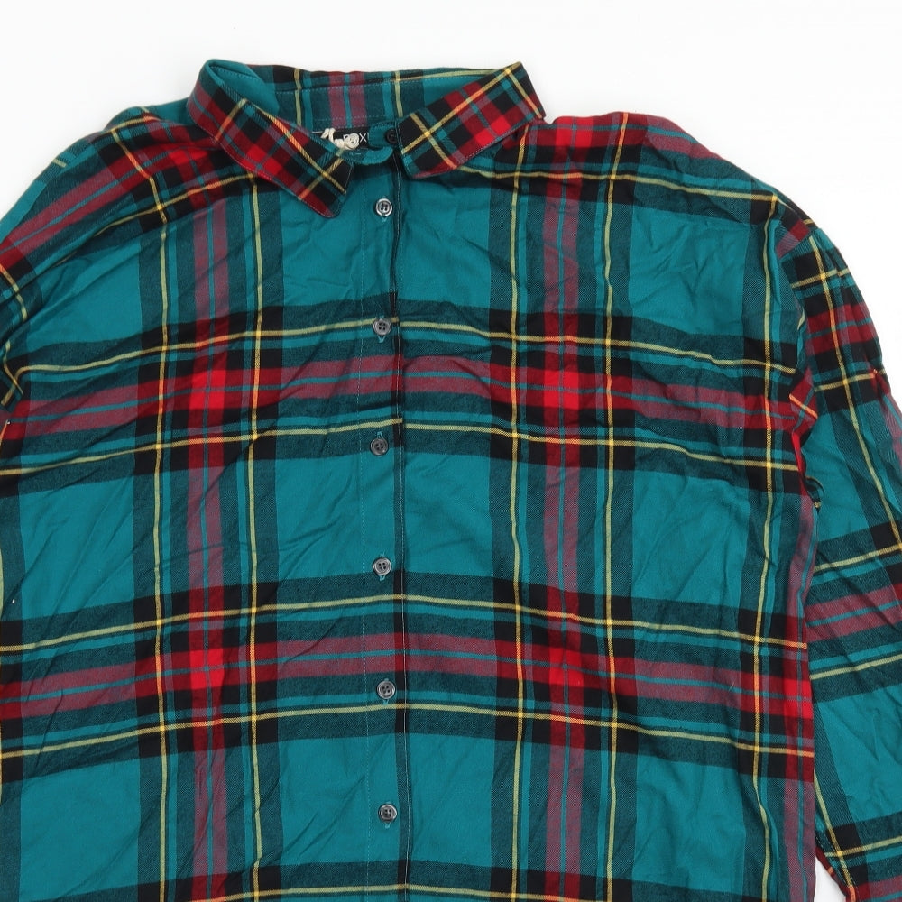 NEXT Womens Blue Plaid Viscose Basic Button-Up Size 18 Collared