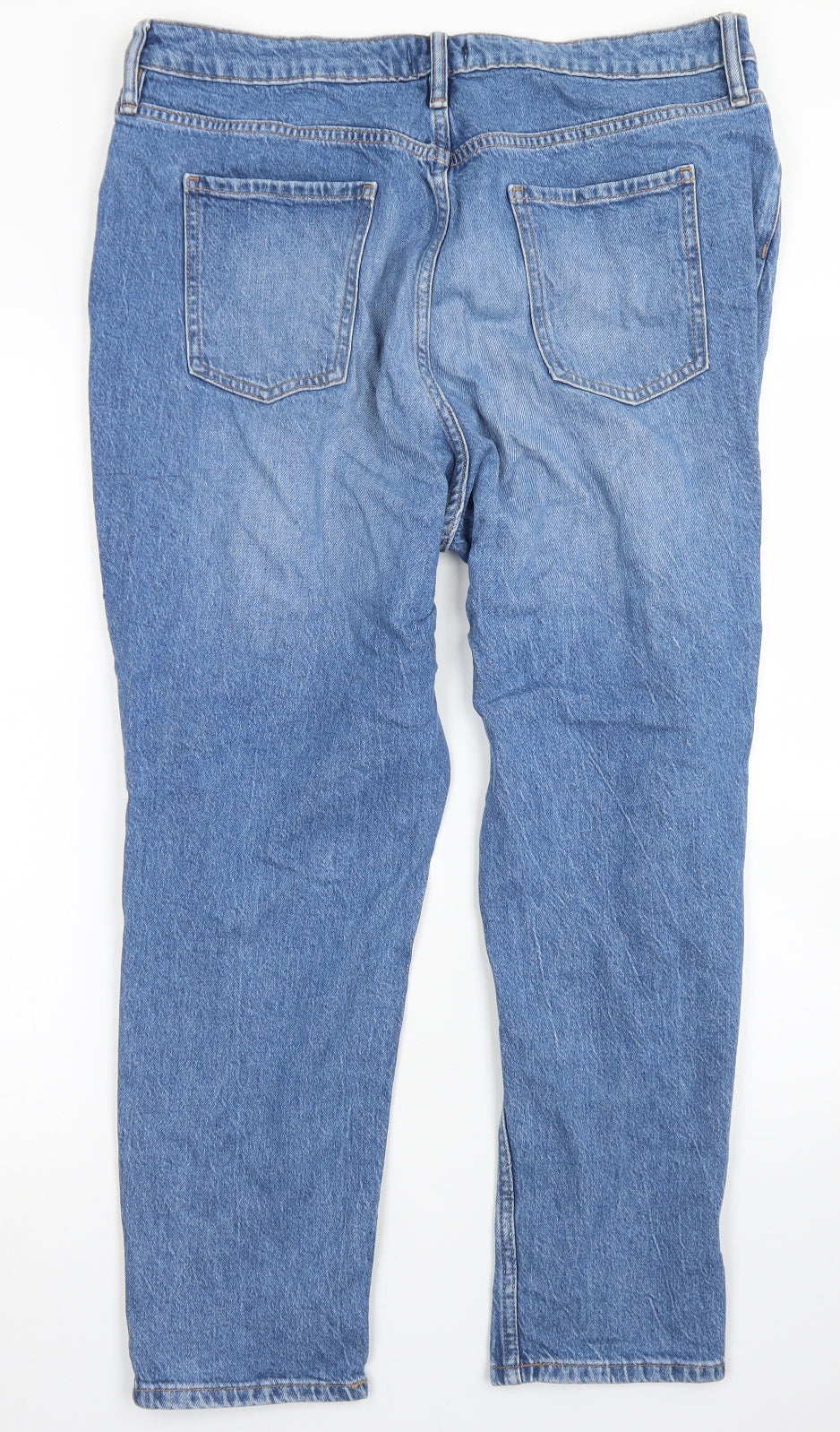 F&F Womens Blue  Cotton Straight Jeans Size 16 L25 in Regular Button