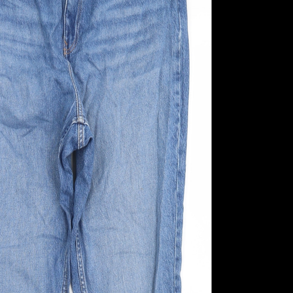 F&F Womens Blue  Cotton Straight Jeans Size 16 L25 in Regular Button