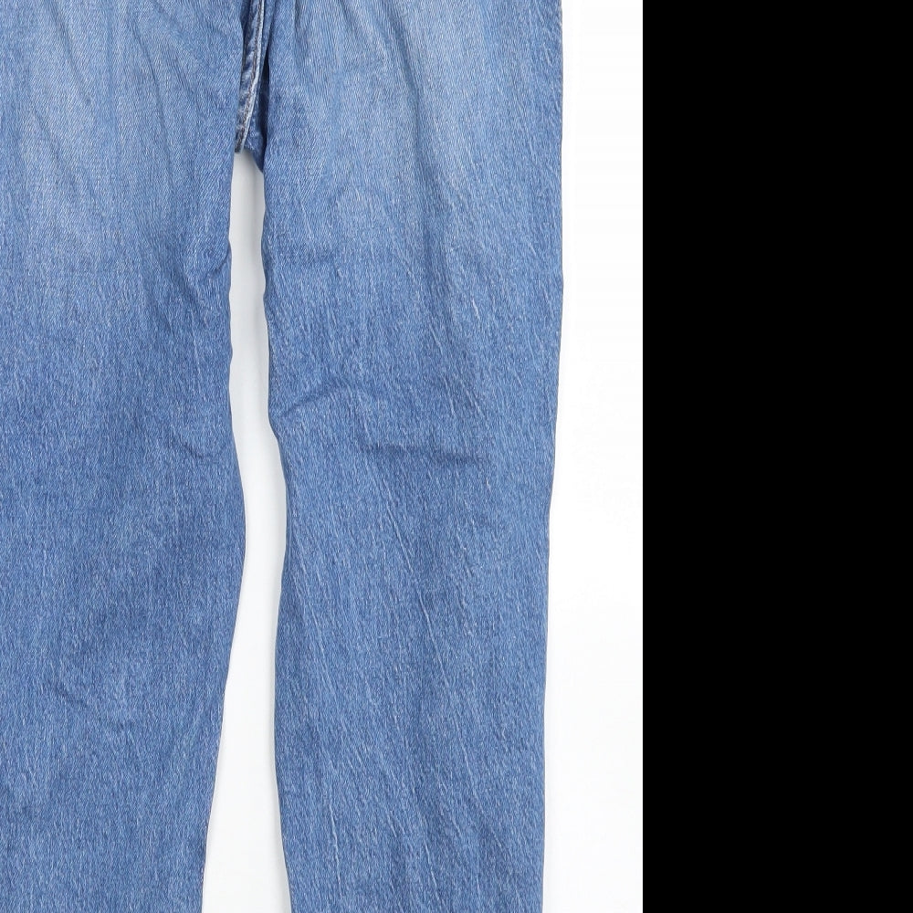 F&F Womens Blue  Cotton Straight Jeans Size 16 L25 in Regular Button
