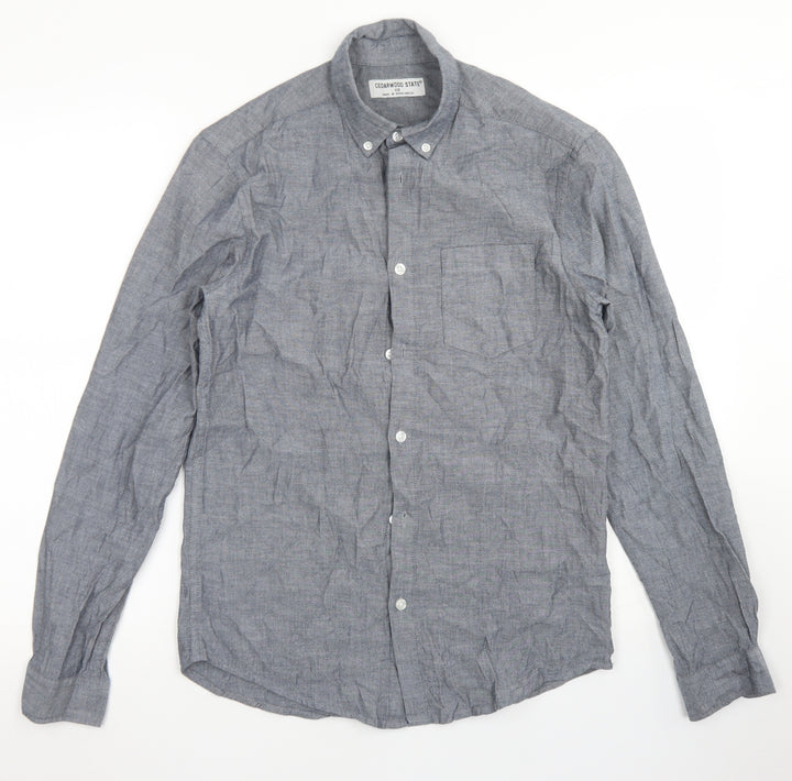 Cedar Wood State Mens Grey  Cotton  Button-Up Size XS Collared Button - Chest Pocket
