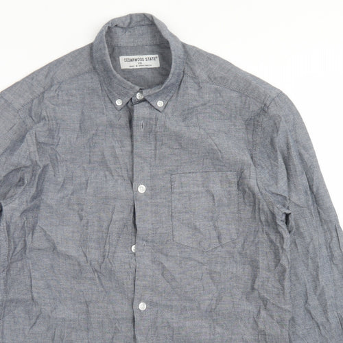 Cedar Wood State Mens Grey  Cotton  Button-Up Size XS Collared Button - Chest Pocket