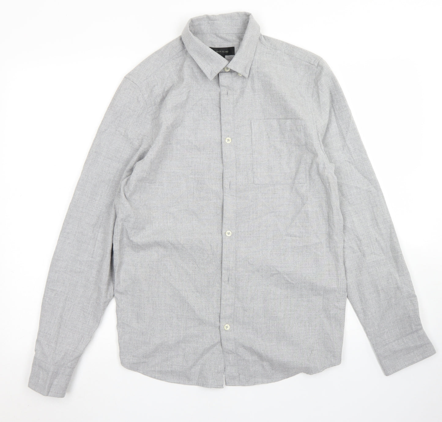 River Island Mens Gold  Polyester  Button-Up Size S Collared Button
