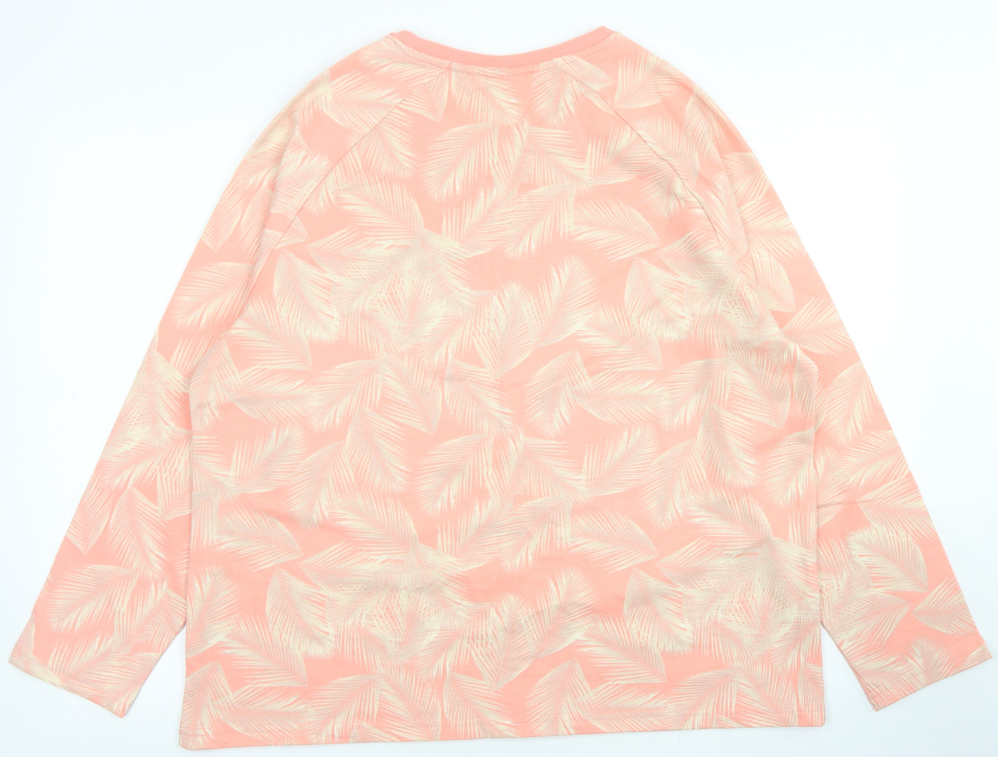 Damart Womens Pink Floral Cotton Basic T-Shirt Size 18 Round Neck - Feather print
