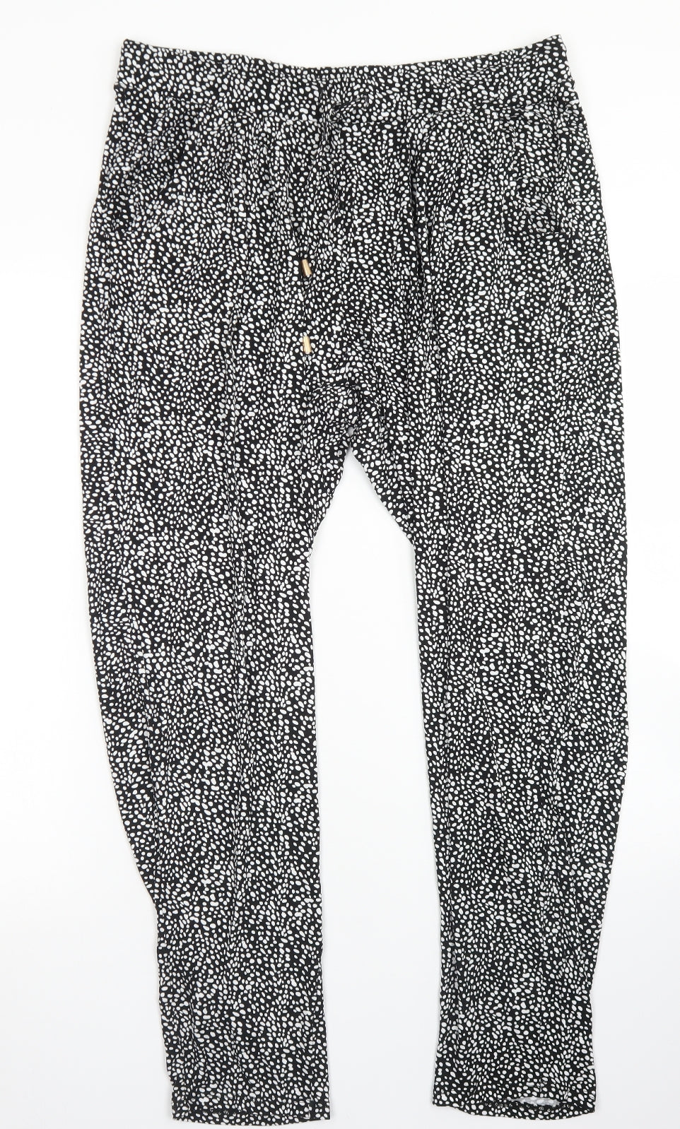 Pep & Co Womens Black Animal Print Viscose Harem Trousers Size L L27 in Regular