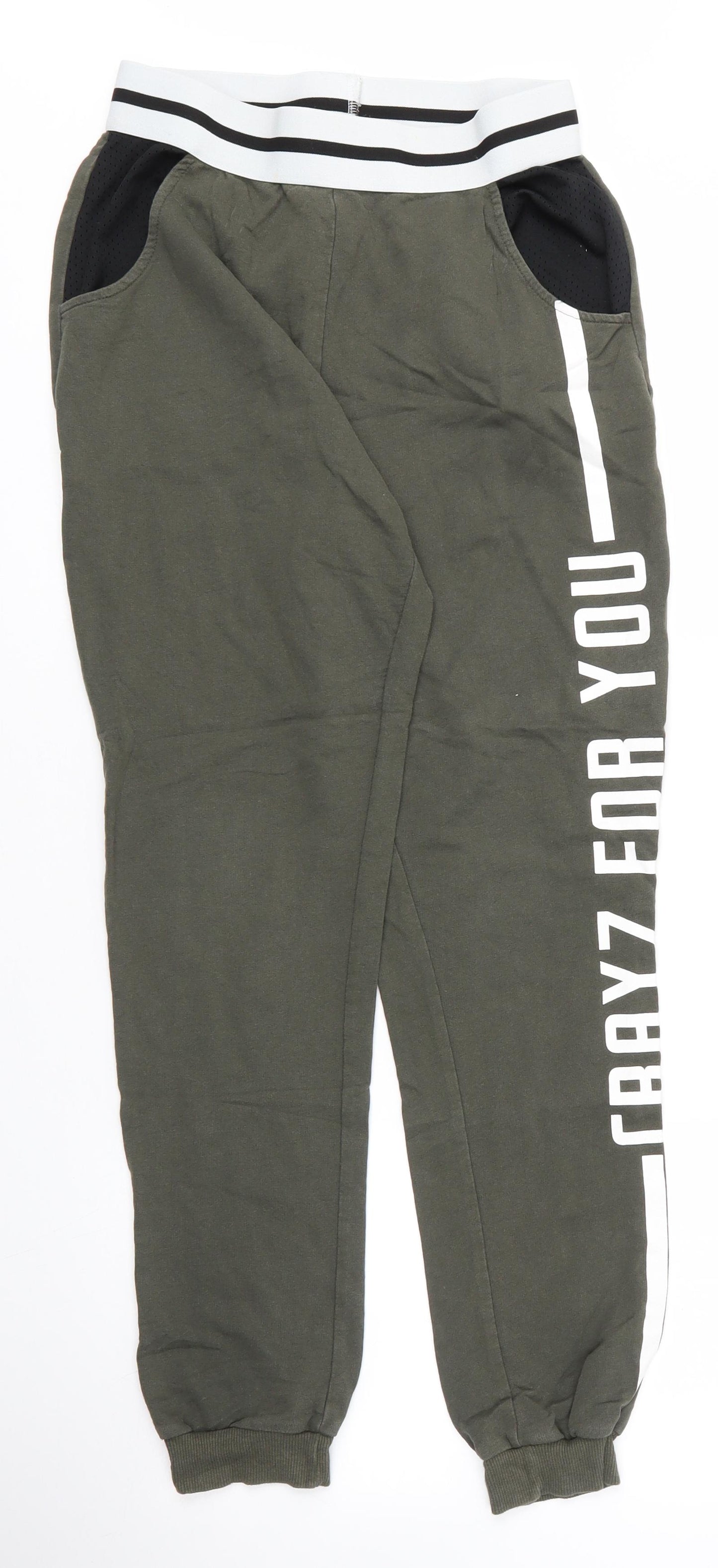 Select Womens Green  Cotton Sweatpants Trousers Size 12 L26 in Regular