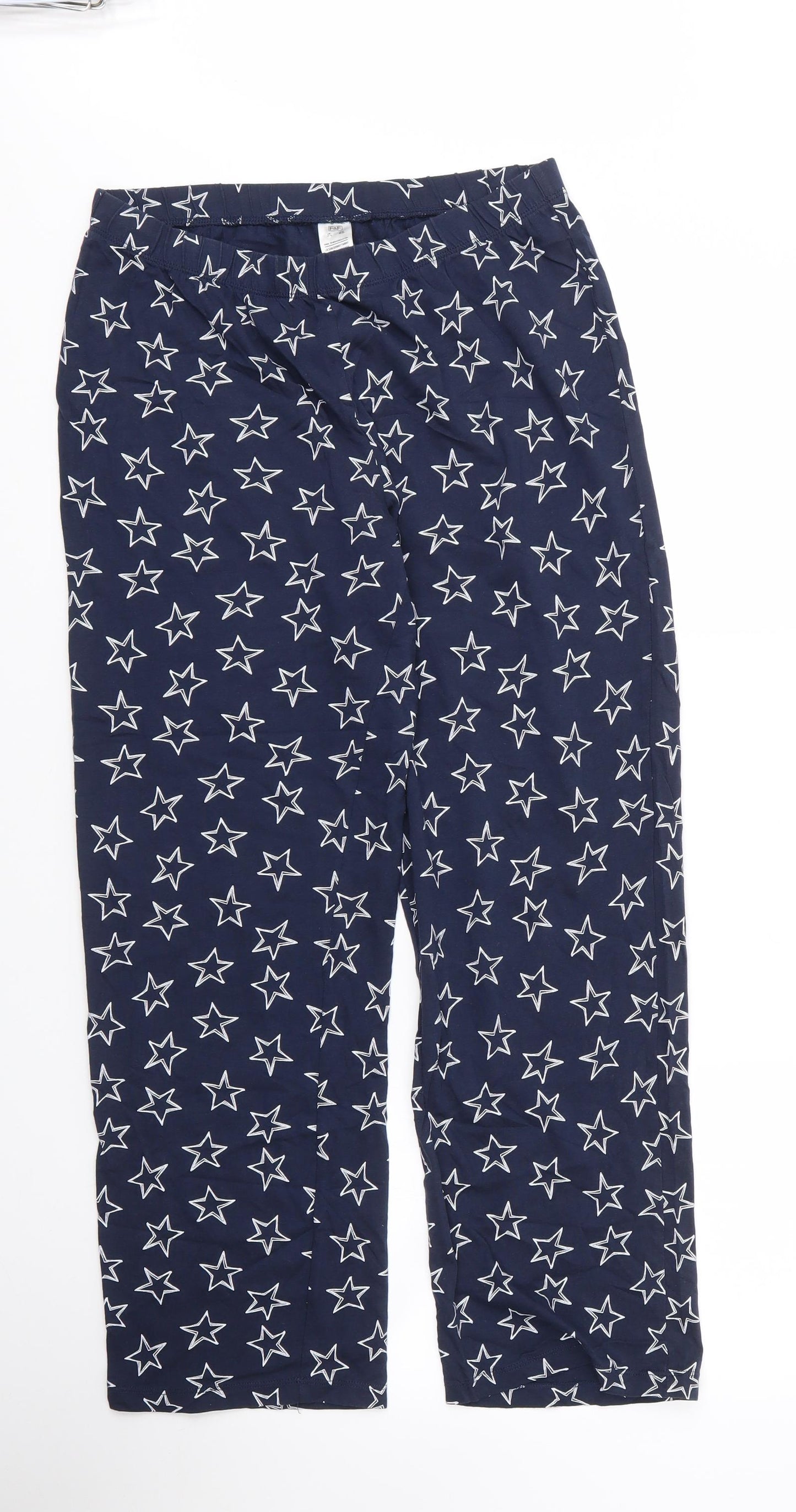 F&F Womens Blue Solid Cotton Chemise Pyjama Pants Size 12