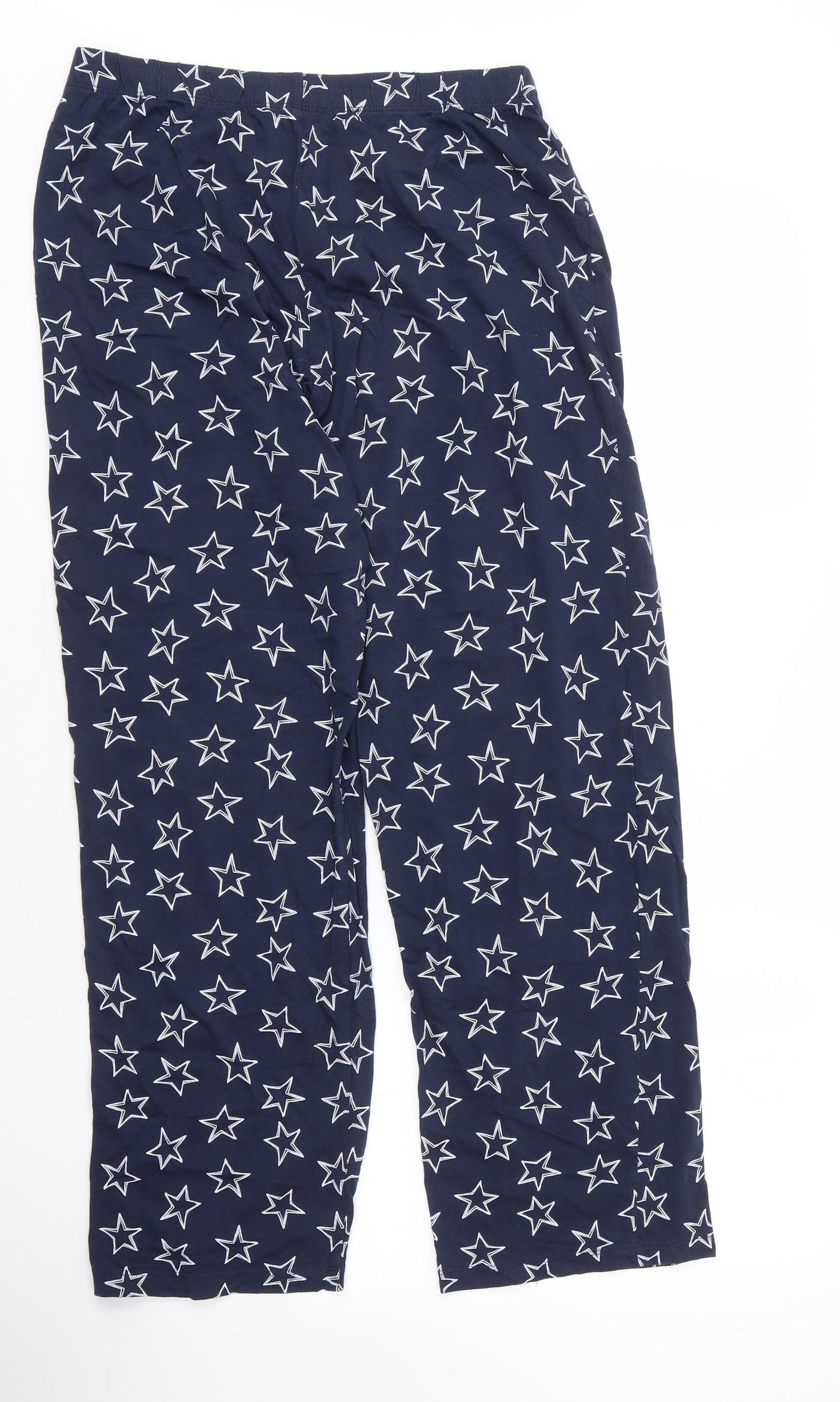 F&F Womens Blue Solid Cotton Chemise Pyjama Pants Size 12