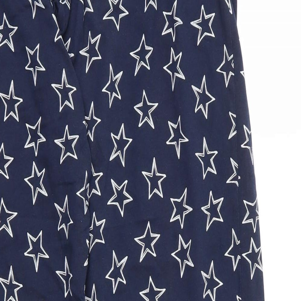 F&F Womens Blue Solid Cotton Chemise Pyjama Pants Size 12