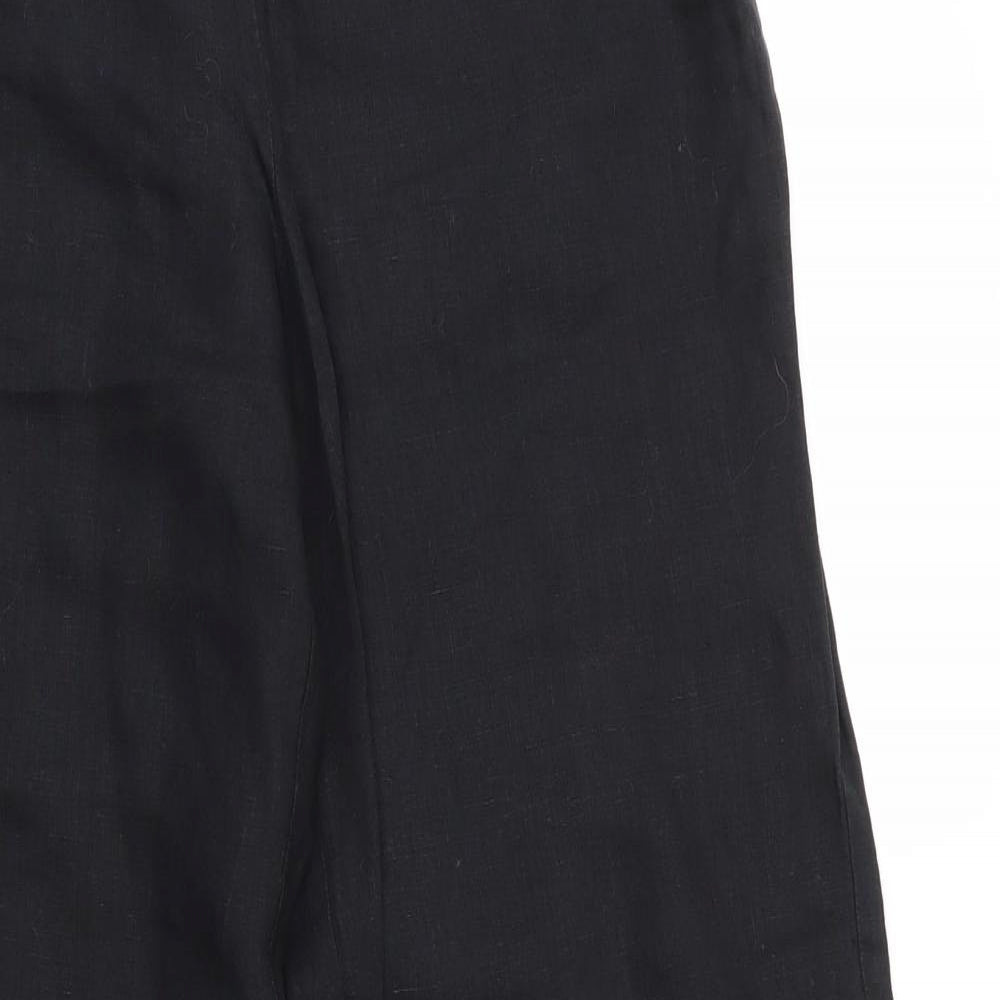 Debenhams Womens Black  Linen Trousers  Size 10 L29 in Regular Zip