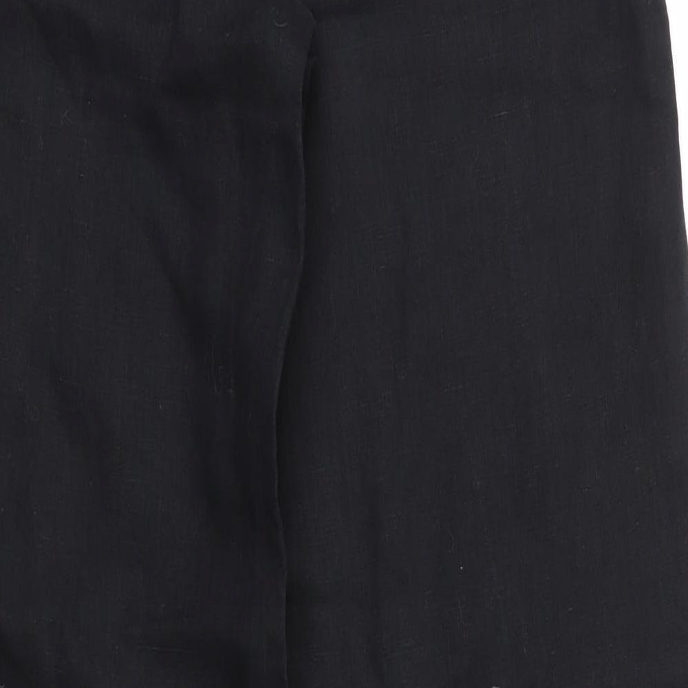 Debenhams Womens Black  Linen Trousers  Size 10 L29 in Regular Zip