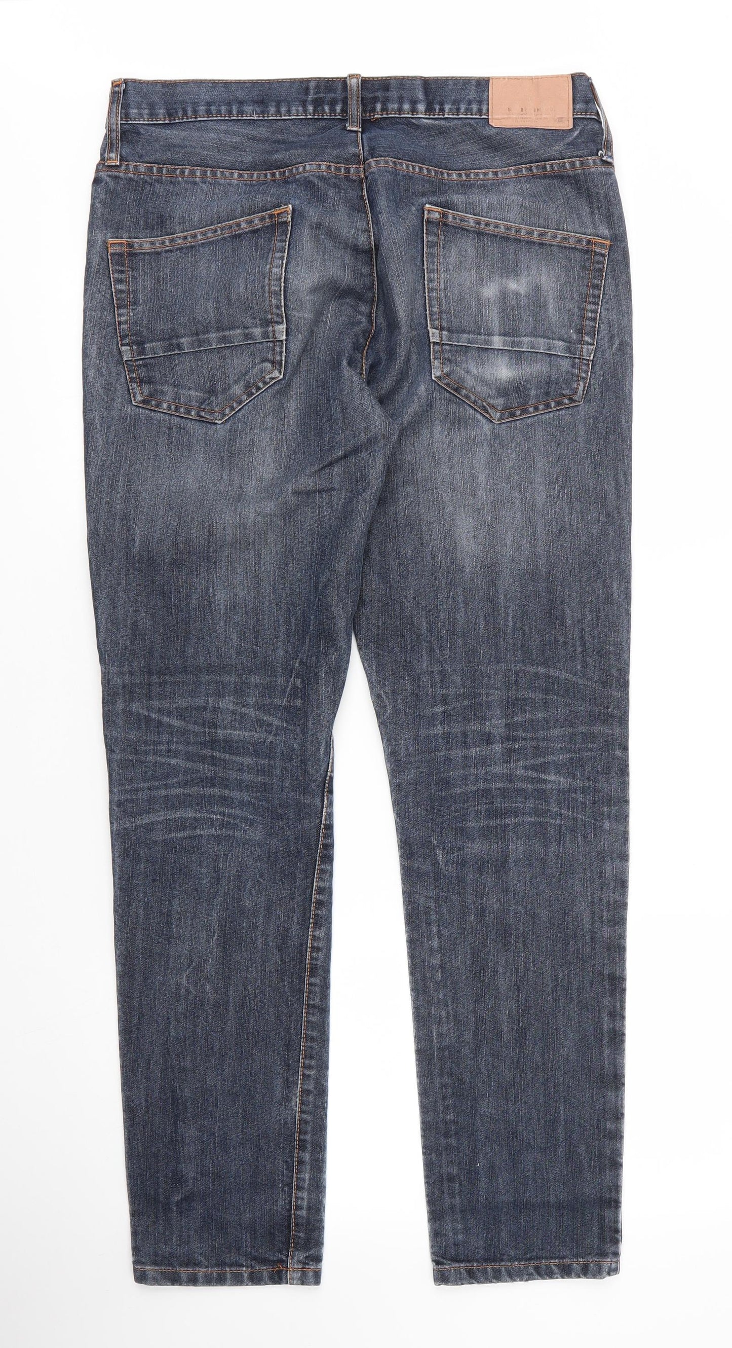 Matalan Mens Blue  Cotton Tapered Jeans Size 32 in L32 in Regular Button