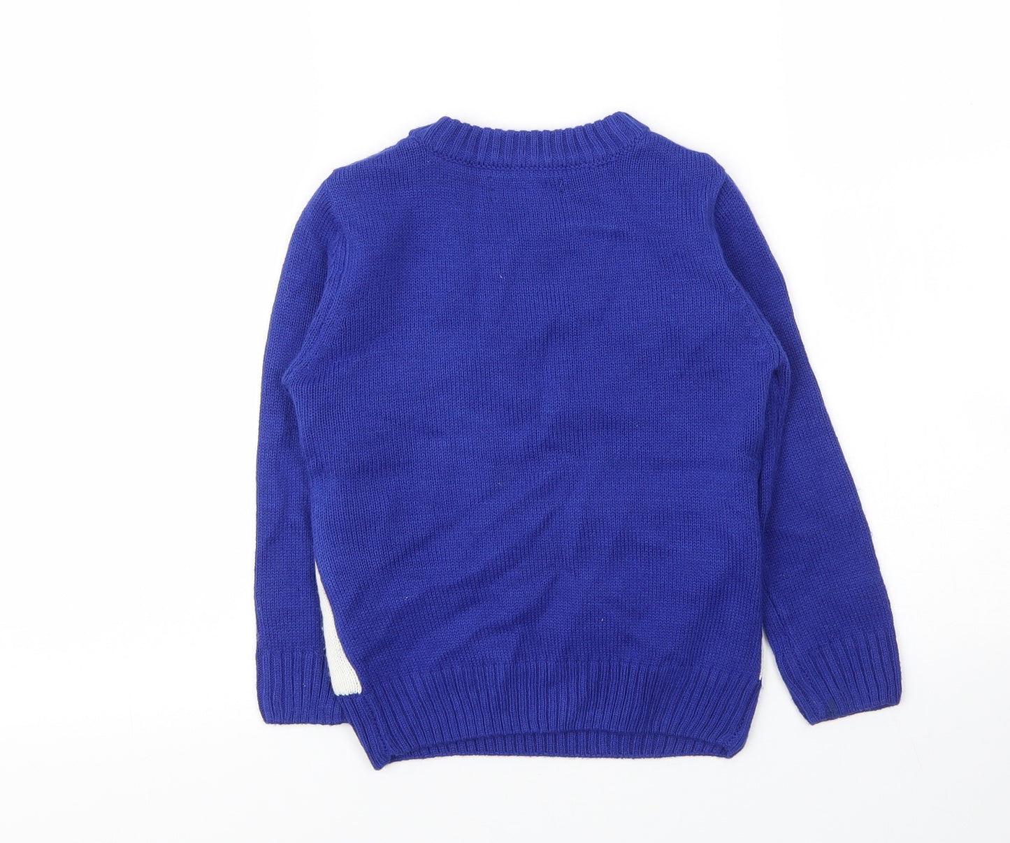 Matalan Boys Blue Round Neck  Acrylic Pullover Jumper Size 4 Years   - Christmas