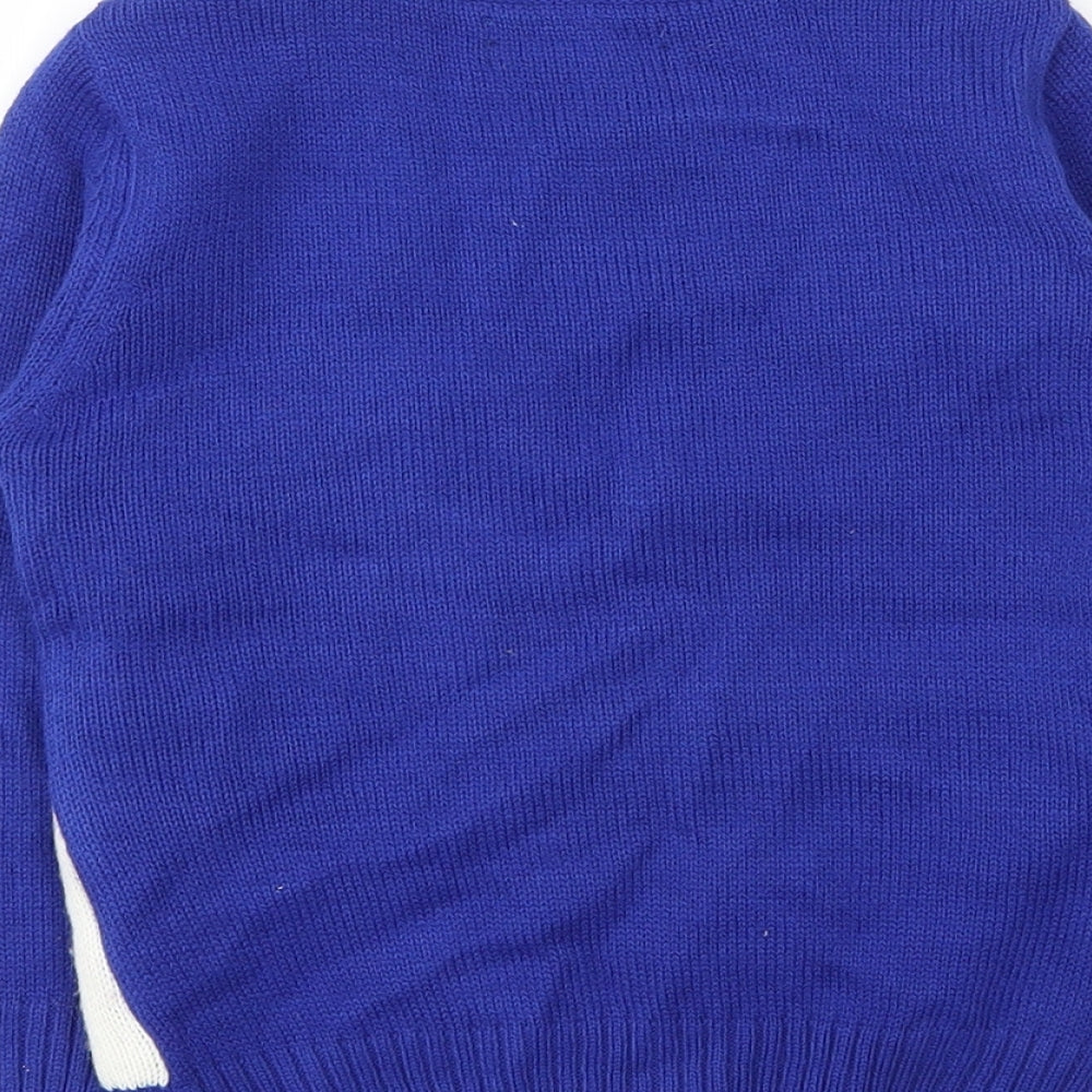 Matalan Boys Blue Round Neck  Acrylic Pullover Jumper Size 4 Years   - Christmas