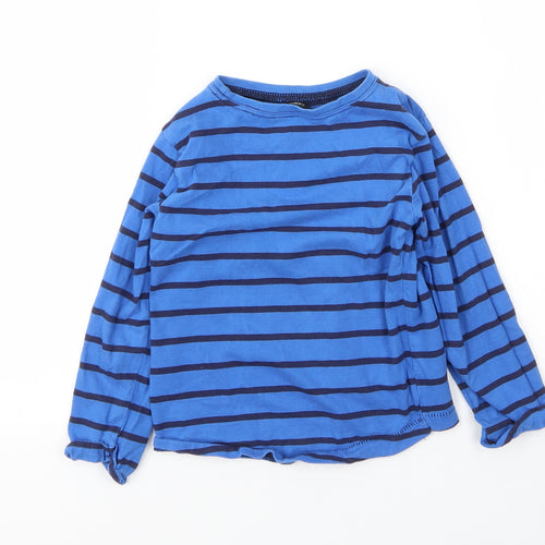 George Boys Blue Striped Cotton Basic T-Shirt Size 2 Years Round Neck