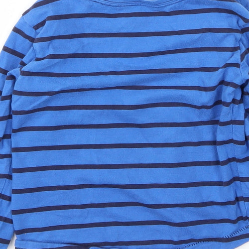 George Boys Blue Striped Cotton Basic T-Shirt Size 2 Years Round Neck