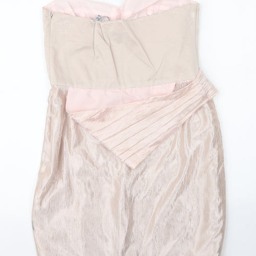 Debenhams Womens Gold  Viscose A-Line  Size 12  Sweetheart Zip