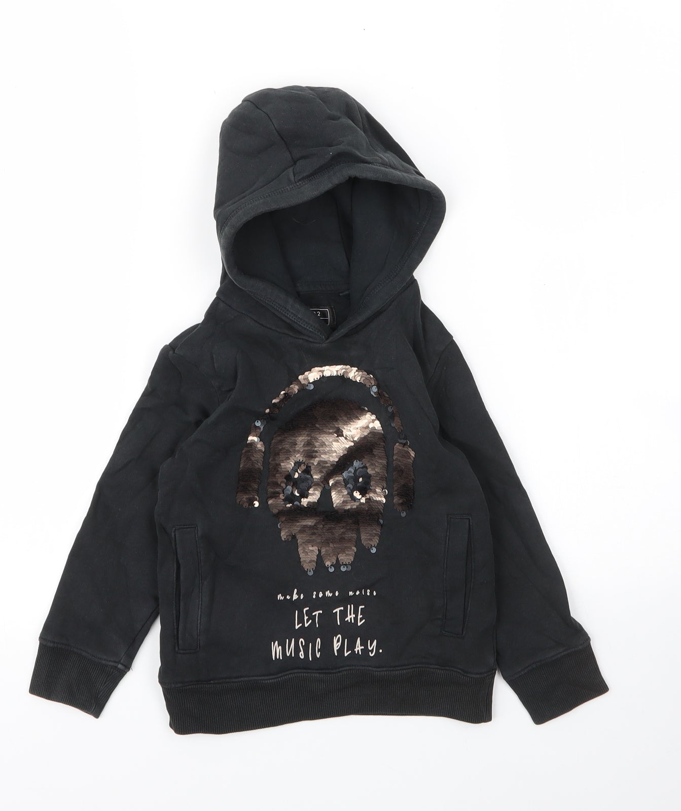 NEXT Boys Black  Cotton Pullover Hoodie Size 4 Years