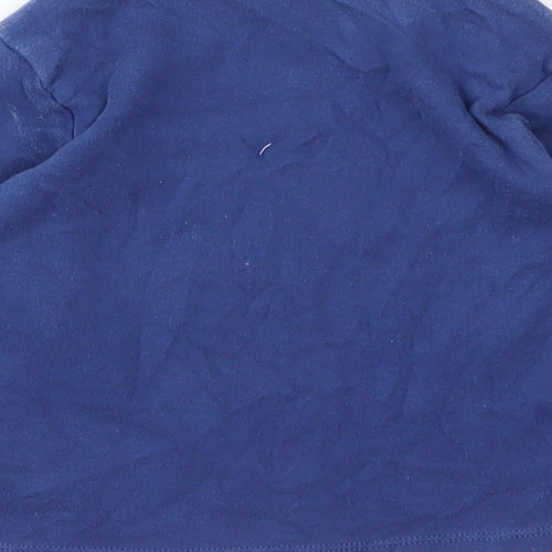 M&S Boys Blue  Cotton Basic T-Shirt Size 12 Months Round Neck Button